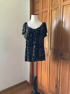 Nic & Dom Stretch Animal Print Pullover Top, Size 2XL
